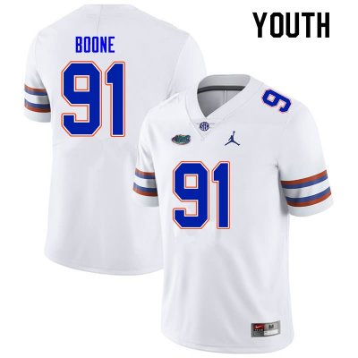 Youth Florida Gators #91 Justus Boone NCAA Nike White Authentic Stitched College Football Jersey ZYT3562WF